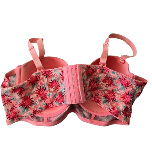 Black Fuschia By Secret Lace Pink Floral Lace Bra Size 44C - Picture 3 of 6
